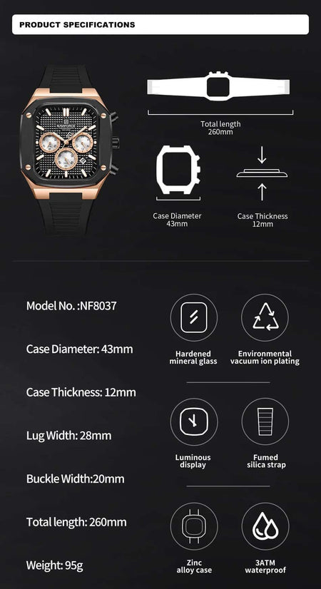 Naviforce NF-8037 Square Chronograph Edition image 3