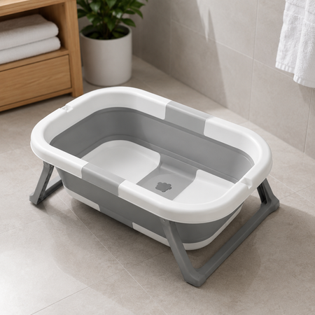 Foldable Baby Bath Tub With Stand Legs - Grey