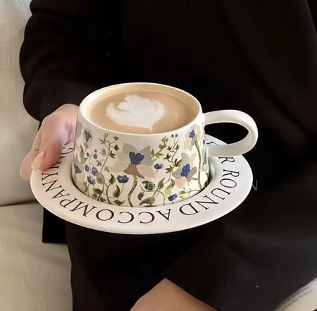 vintage painting style ceramic mug with saucer image 6