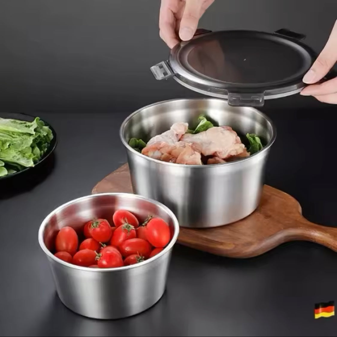 4pcs Stainless Steel Round Food Storage Containers - image 3