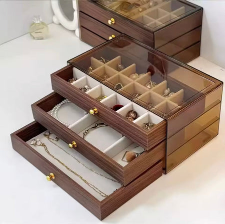 3 layer wooden jewelry organizer image 2