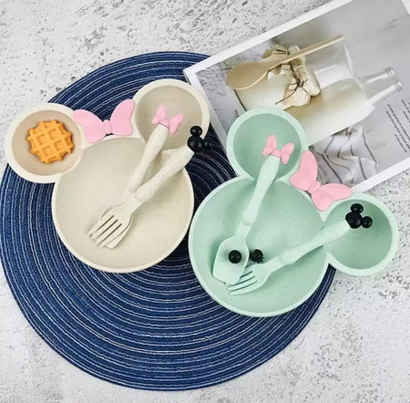 mickey mouse plate set with spoon and fork image 3