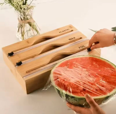 wall mounted bamboo foil cling film cutter main image