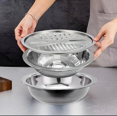 Stainless Steel 3 in 1 Colanders Basin - image 5