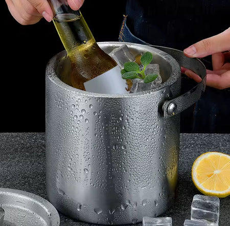 stainless steel ice bucket with tong image 6