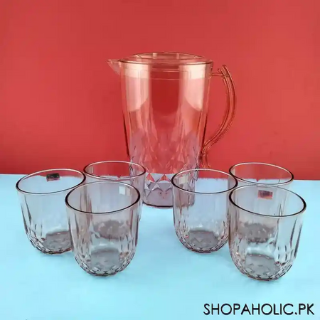 7pcs acrylic diamond jug and glass set main image
