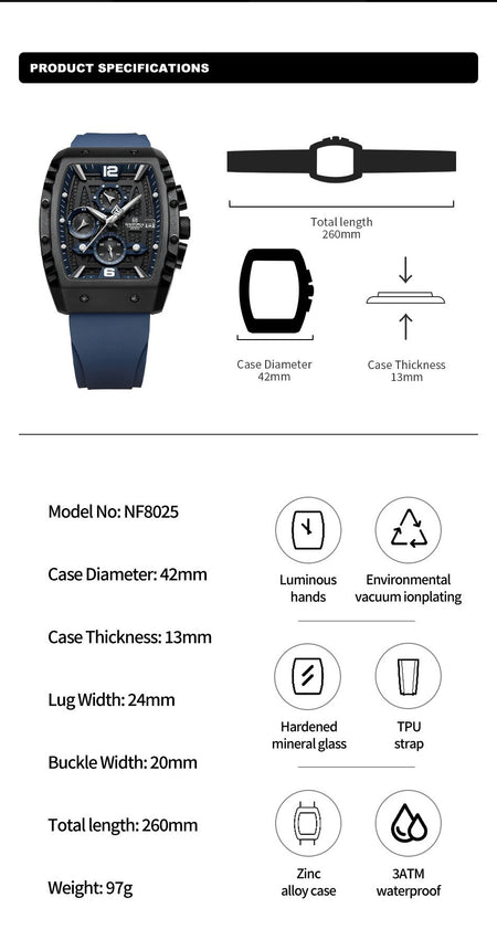 Naviforce NF 8025 Square Edition For Men image 3