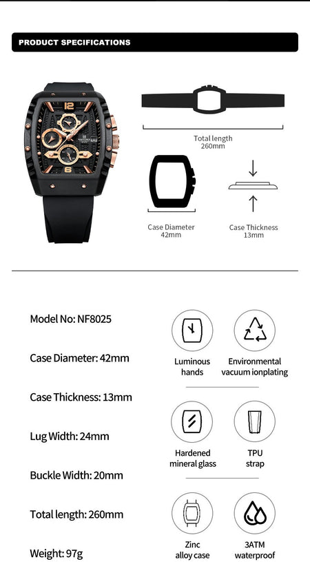 Naviforce NF 8025 Square Edition For Men image 3
