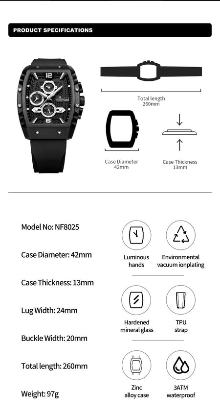 Naviforce NF 8025 Square Edition For Men image 10