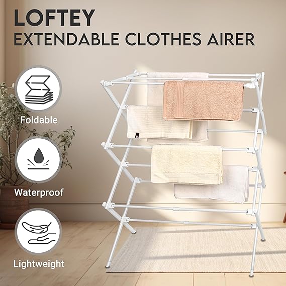 3 Tier Extendable Clothes Airer, Cloth Drying Rack, Folding Clothes Horse Indoor and Outdoor main image