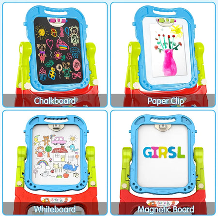 Magnetic Double-Sided Drawing Board Kids Art Easel Standing Children Graffiti Writing Tablet Green