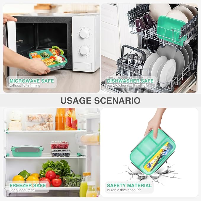 Bento Lunch Box 4 Compartments Leak Proof Lunch Container 1200ml image 3