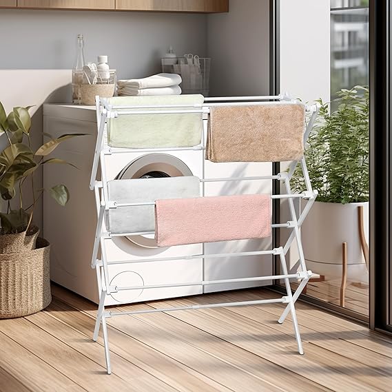 3 Tier Extendable Clothes Airer, Cloth Drying Rack, Folding Clothes Horse Indoor and Outdoor image 3