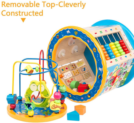 Activity Cube Toys for Kids Wooden 8-in-1 Activity Blocks Educational Bead Maze Toys Boys Girls Activity Center (Large)