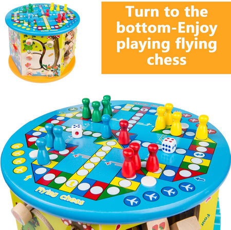 Activity Cube Toys for Kids Wooden 8-in-1 Activity Blocks Educational Bead Maze Toys Boys Girls Activity Center (Large)