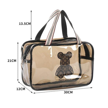 set of 3 transparent bear cosmetic pouch image 9