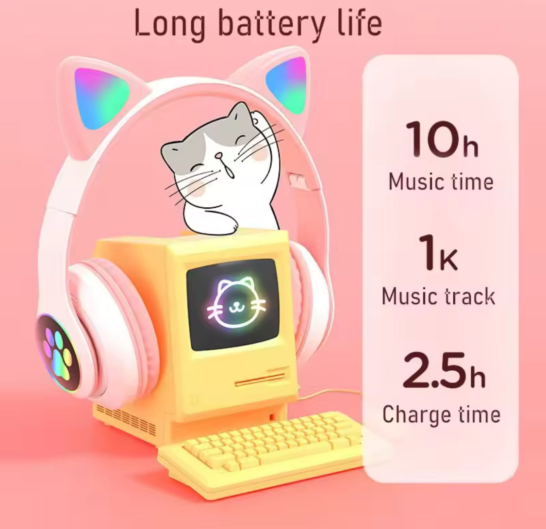 led cute cat ears headphones image 6