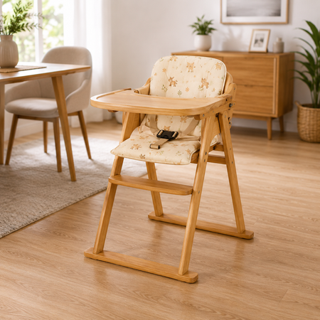 Foldable Wooden Baby High Chair