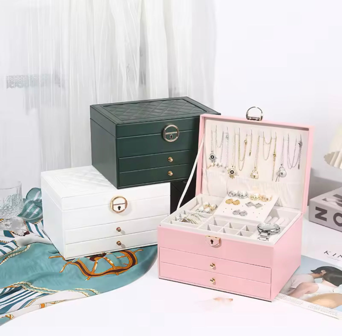 retro design three layer jewelry box main image