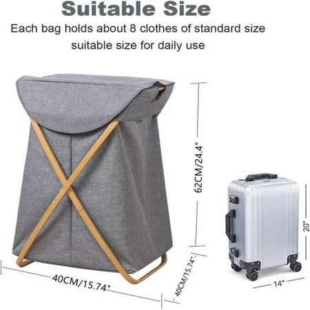 bamboo frame foldable laundry basket image 6