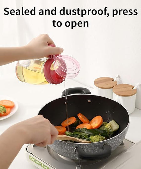 Glass Oil Dispenser 580ml – Auto Flip, Drip-Free Bottle for Kitchen Use image 2