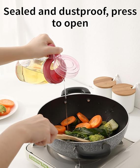 Glass Oil Dispenser 580ml – Auto Flip, Drip-Free Bottle for Kitchen Use image 2