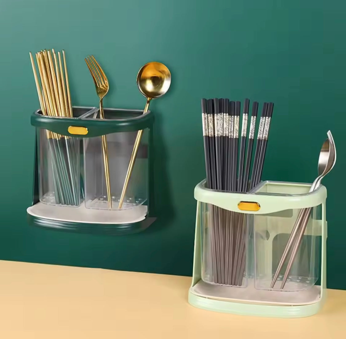 Wall Mounted Chopsticks Holder With Drain Tray - image 1