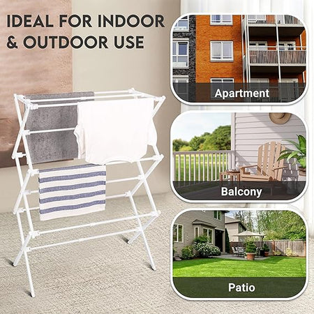 3 Tier Extendable Clothes Airer, Cloth Drying Rack, Folding Clothes Horse Indoor and Outdoor image 2