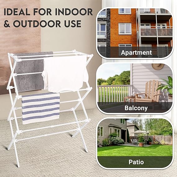 3 Tier Extendable Clothes Airer, Cloth Drying Rack, Folding Clothes Horse Indoor and Outdoor image 2