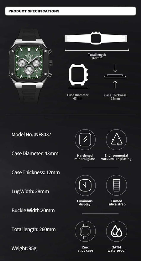 Naviforce NF-8037 Square Chronograph Edition image 3