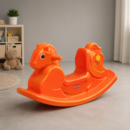 Double Seat Kids Rocking Horse - Orange