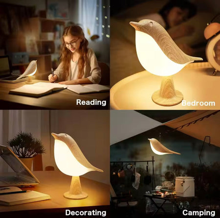 wooden touch led bird glow night lamp image 4