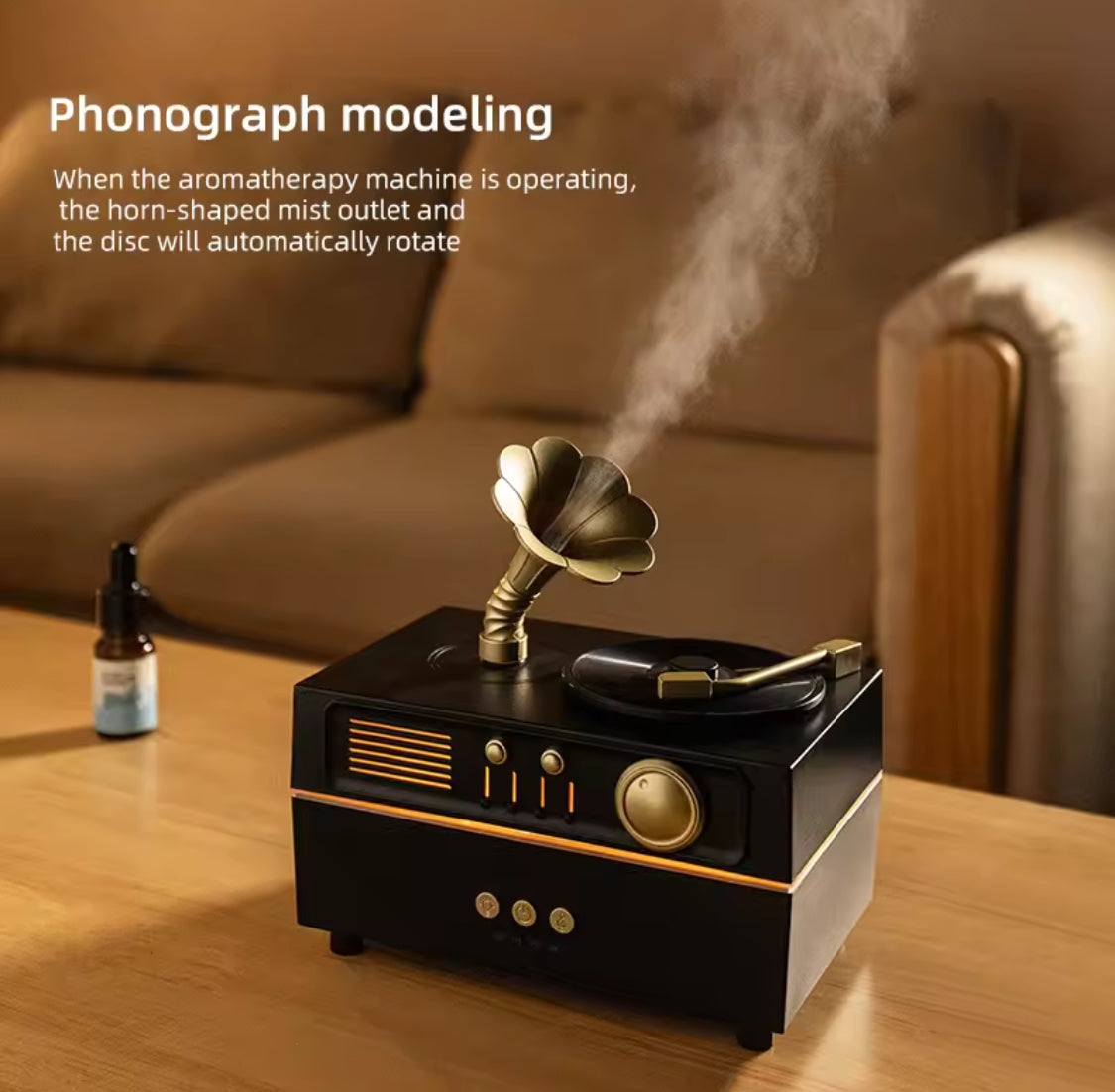 vintage gramophone bluetooth speaker with humidifier image 3
