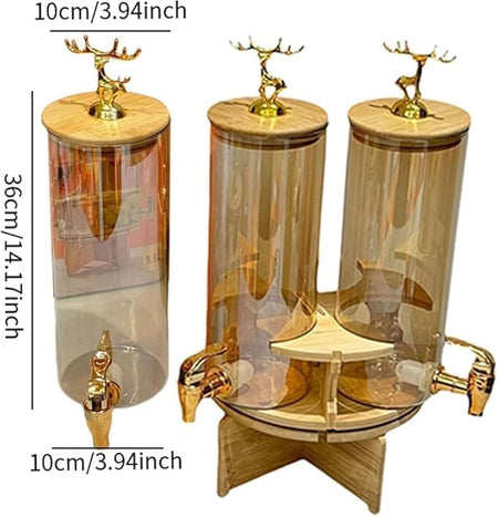 3 in 1 rotating glass beverage dispenser with deer lid image 8