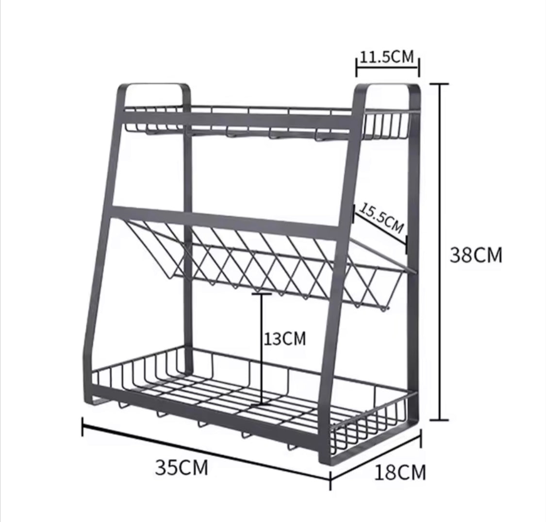 3-tier stackable kitchen spice storage rack image 7