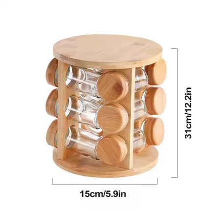 360° rotating wooden spice jar organizer image 11