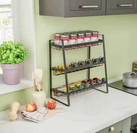 3-tier stackable kitchen spice storage rack image 3