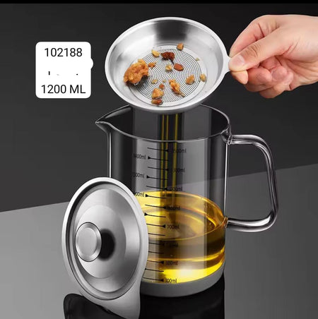 1200ml high borosilicate glass oil filtering pot image 4