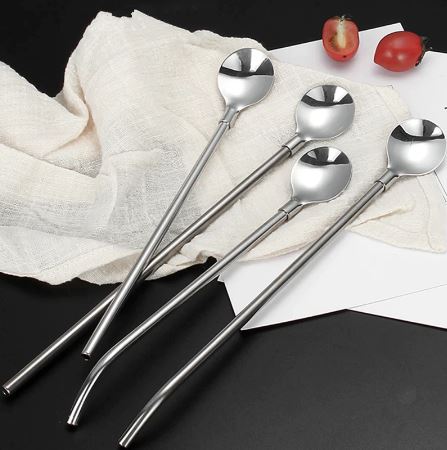 Stainless Steel Elbow Tube Straw Spoon - image 1