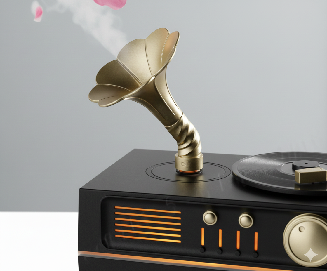 vintage gramophone bluetooth speaker with humidifier image 4