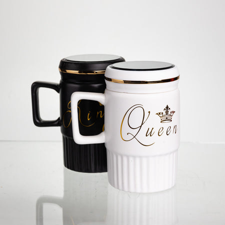 king queen mugs with mirror lid image 3