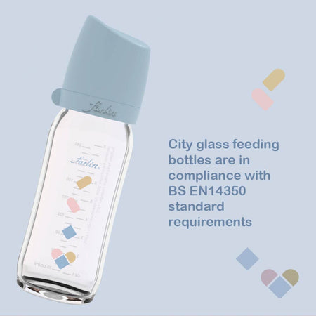 Farlin Wide-Neck Glass Feeding Bottle 240ml – Pink - AB-32010