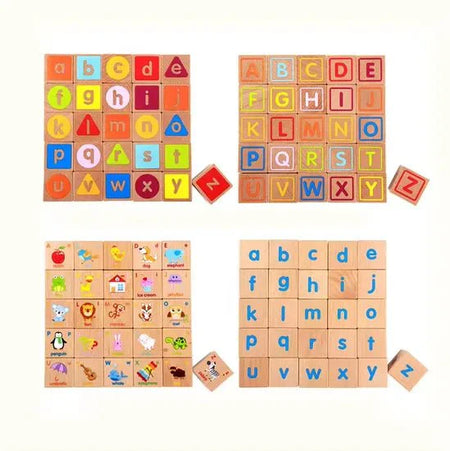 ABC Solid Wooden Building Blocks With Multiple Activities