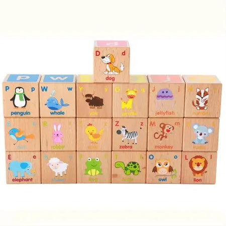 ABC Solid Wooden Building Blocks With Multiple Activities