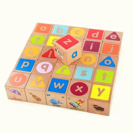 ABC Solid Wooden Building Blocks With Multiple Activities
