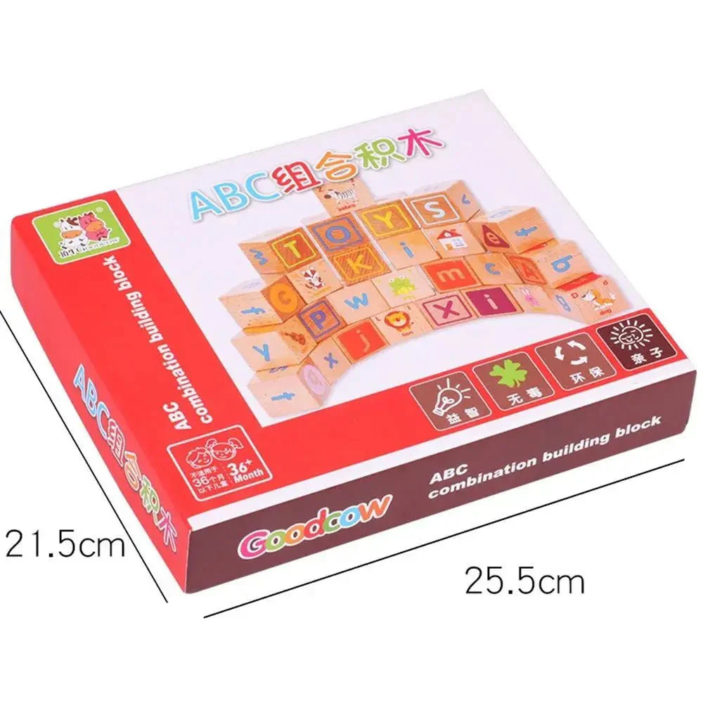 ABC Solid Wooden Building Blocks With Multiple Activities