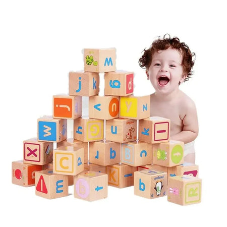 ABC Solid Wooden Building Blocks With Multiple Activities