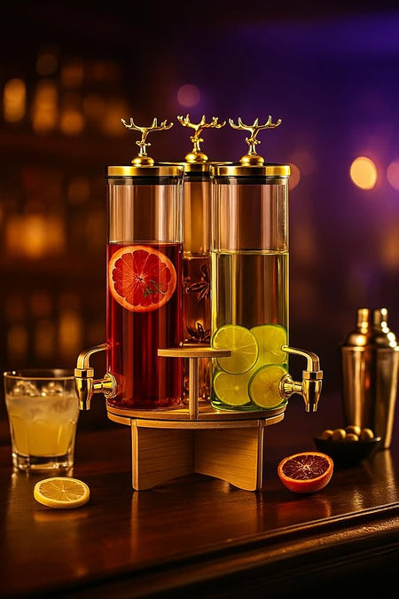 3 in 1 rotating glass beverage dispenser with deer lid image 5