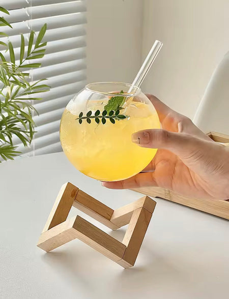 round unique design ball shape glass cup image 4