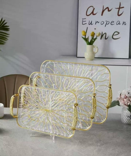 elegant 3 piece serving tray set image 2
